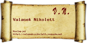 Valasek Nikolett névjegykártya